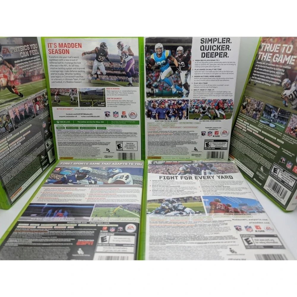 Madden NFL Lot 09‎ 10 11 12 13 (Microsoft Xbox 360, 2012) Tested Bundle